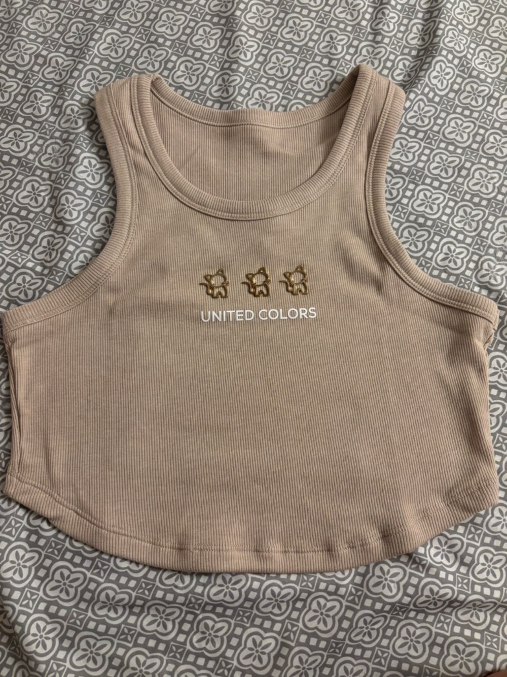Beige Ribbed Crop Tank